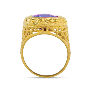 14K Yellow Solid Gold Mens Sapphire Pinky Ring 8.00 Ctw